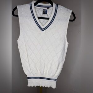 Callaway White Knit Vest with Navy Accents